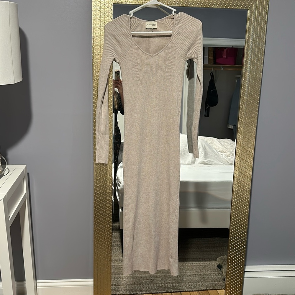 *2 for $10* beige ribbed midi dress